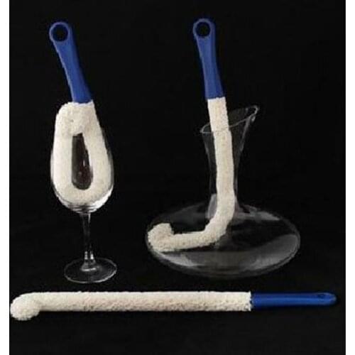 Glasses Bendable Foam Tipped Washing Brush for Red Wine Cups Goblet Glass Cleaning Brush Long Neck Decanter Stemware Cups