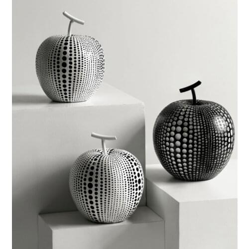 Nordic Apple Decoration Creative Resin Sculpture Crafts Simple office Desktop Home Adornment Fruit Black White Furnishing Gift