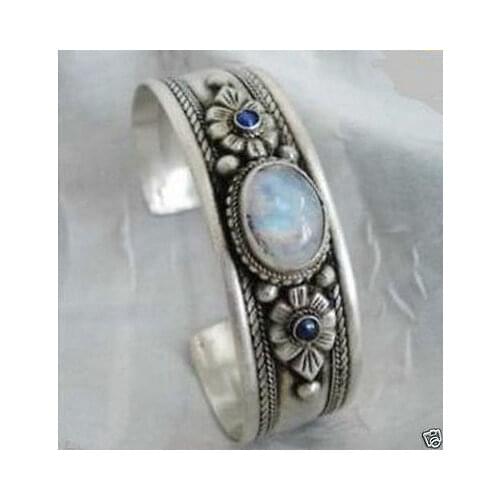 Unisex tibet silver opal lapis beads cuff bracelet>jewerly free shipping