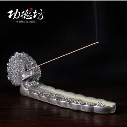 Vintage ceramic incense sandalwood oil burner plugged sink Peacock creative lying incense burner incense
