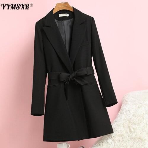 Temperament Black Suit Jacket Female Spring and Autumn 2021 New Mid-length Style Wide Loose Office Blzaer Female High Quality