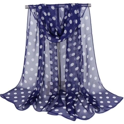 Women Chiffon Scarf Shawls Female Pareo Beach Towels Summer Autumn Printed Polka Dot Fashion Muslim Hijab Silk Wrap Cape Scarves