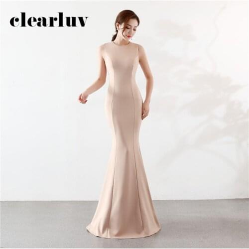 Champagne Evening Dresses Sleeveless Slim Mermaid Dress DX401-1 2020 Plus Size Long Women Elegant Vestidos De Fiesta De Noche