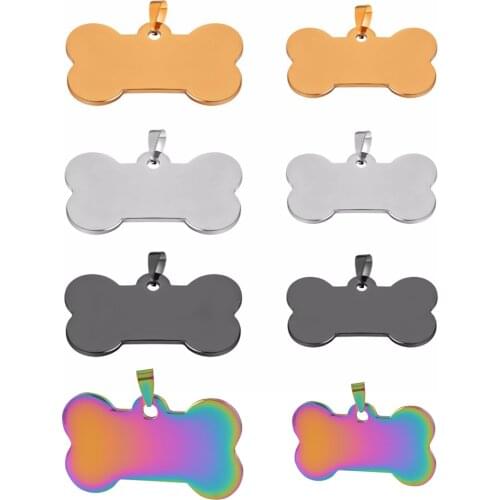 Stainless Steel Bone Shape ID Dog Tags 4 Colors Quality Tag ID Jewelry