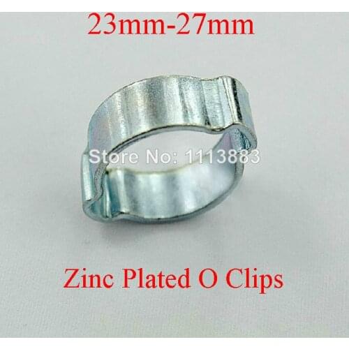 10) Zinc Plated Double Ear Crimp O Clips Air Fuel Hose Pipe Clamps Size 23-27mm