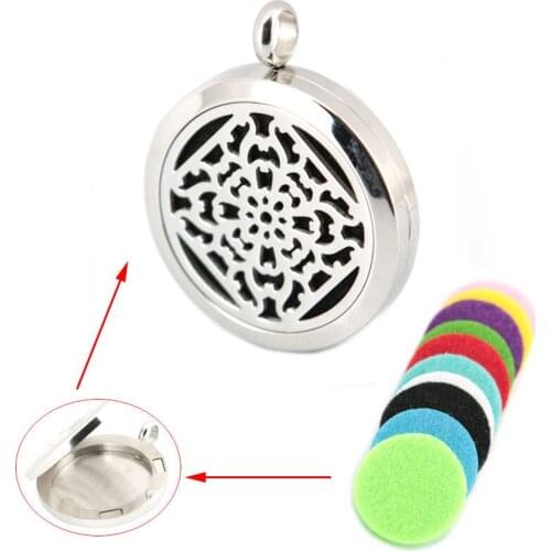 10pcs Round Silver 30mm Aromatherapy Oils Openable MagneticStainless Steel Perfume Diffuser Locke Necklace Pendant With Chain