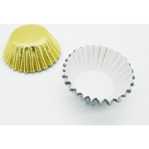 10000 pcs 2.5 cm Mini Gold Silver Foil Cupcake Cases Paper Muffin Liners Cake Cups Baking Mould