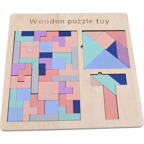 Newest Preschool Wooden Puzzles Educational Toys For Baby Brain Development Tangram Jigsaw Puzzle Game Gift 1 Set
