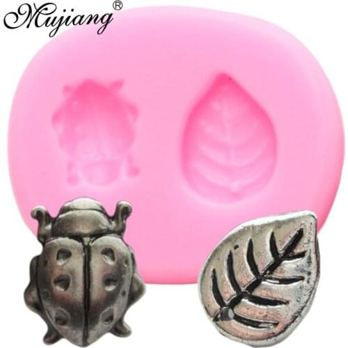 3D Ladybug Leaf Silicone Molds Insect Bug Chocolate Fondant Mold Cupcake Topper DIY Cake Decorating Tools Clay Candy Mould