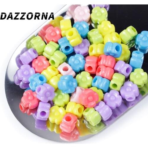 Fit Jewelry Handmade DIY Accessories Beads 50/100Pcs Choose Color Acrylic Flower Spacer Beads For Jewelry Bracelets Necklace