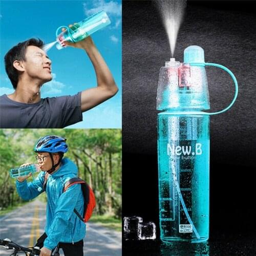 600ml Outdoor Sport Bottle Cycling Travel Portable Atomizing Drinking Cups Climbing Hiking Plastic Leak Proof Spray Waterbottle