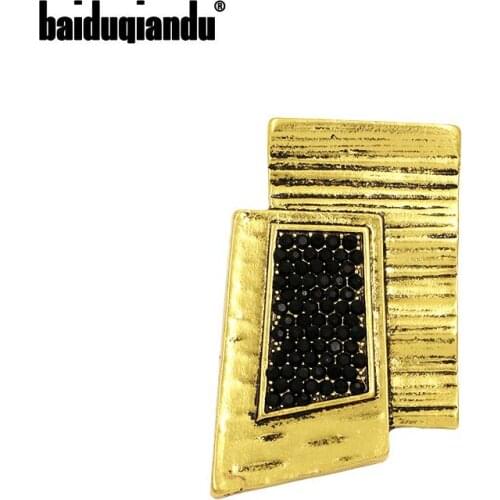 Baiduqiandu New Arrival Golden Metal and Black Crystal Handbag Shape Vintage Brooch Pins for Women