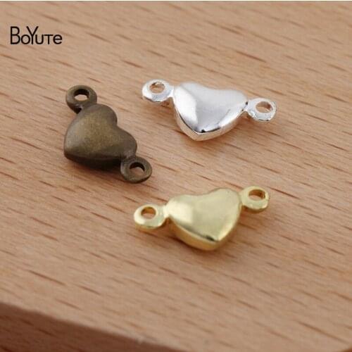 BoYuTe (200 Pieces/Lot) 5MM Metal Brass Heart Connector Charms for Jewelry Making Diy Handmade Materials Wholesale