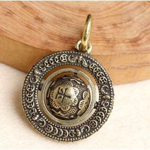Brass Handicraft die-casting Scripture Rotate Car Pendant Keychain Tibetan Bronze Creative Good Luck Gift home Decoration Gift