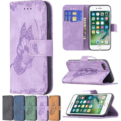 Butterfly Leather Case For iPhone 12 Mini 11 Pro X XR XS MAX Funda for iPhone 7 8 Plus SE 2020 Flip Wallet Coque Protect Cover