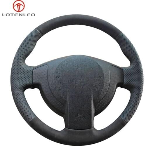 LQTENLEO Black Genuine Leather Suede Car Steering Wheel Cover For Nissan Qashqai 2007-2015 Rogue X-Trail 2008-2013 NV200 Sentra