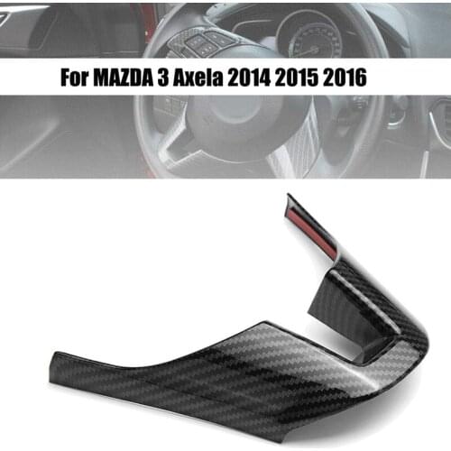Carbon Fiber Steering Wheel Decorative Frame Panel Cover Trim for MAZDA 3 Axela 2014 2015 2016