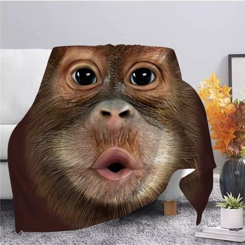 CLOOCL Animal Monkey Face Flannel Blanket 3D Print Throw Blanket for Adult Kids Home Decor Bedspread Sofa Bedding Flannel Quilts