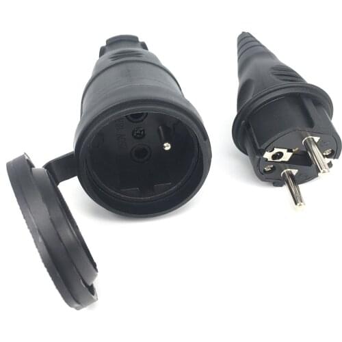 France Waterproof Female Socket 16A Electrical Male Schuko Plug 250V AC Power Adapter 4000W Power Socket Industrial