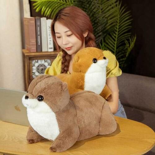50cm/65cm Reallife Lying Down Eurasian River Otter Plush Toy Wild Animals Stuffed Doll Soft Fat Otters Toy Gift For Kids Boy