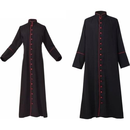 Church Priest Cassock Clergy Robe Preacher Women Man Missionary Liturgical Single Breasted Minister Choir Vestments