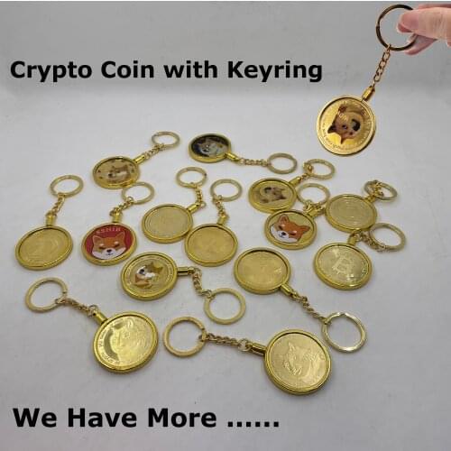 40mm Dogecoin Commemorative Coin Collection SHIBA SHIB Metal Keychain Convenient Backpack Pendant Keyring Decoration Gifts