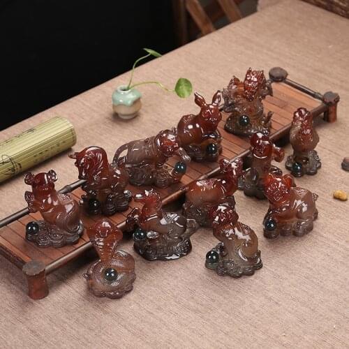 Creative Cute Color Changing Twelve Chinese Zodiac Resin Tea Pet Tea Set Tea Ceremony Tea Culture Tea Set Accessories Decoration