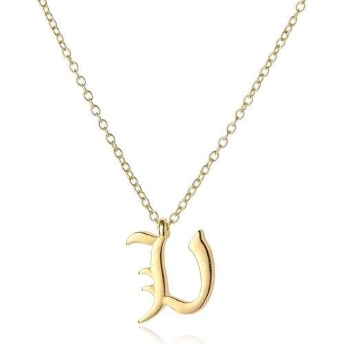26 Cursive English letter U name Sign Personality pendant chain necklace alphabet Initial friend family gift necklace jewelry