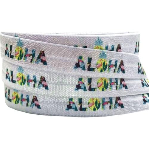 Flamingo Pineapple Printed Fold Over Elastic Aloha FOE Ribbon For DIY Headwear Gift Webbing Accessories 10Yards/lot 16mm