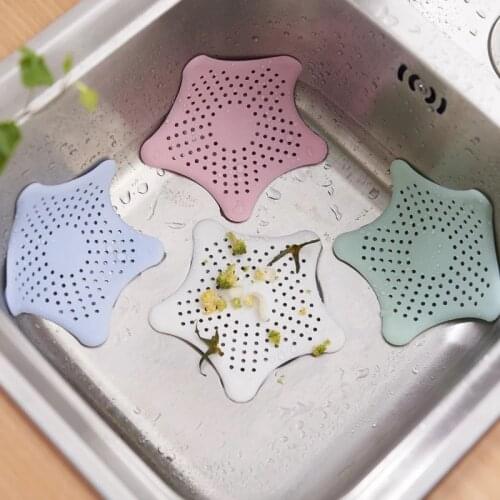 Colorful Starfish Kitchen Sink Filter Bathroom Accessories Hair Anti-blocking Filter Sewer Block Suction silicone Floor Drain