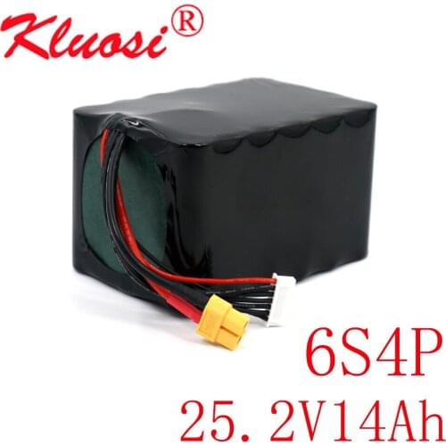 KLUOSI 25.2V High Capacity UAV Rechargeable Li-ion Battery 14Ah 6S4P 24V For Various RC Airplane Drone Quadrotor XH2.54-7P XT60
