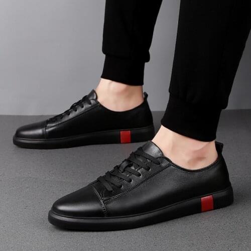 Topvivi men Leather shoes black Luxury Brand 2021 Fashion Men Casual Shoes designers top quality Flats Shoes casual Sneakers