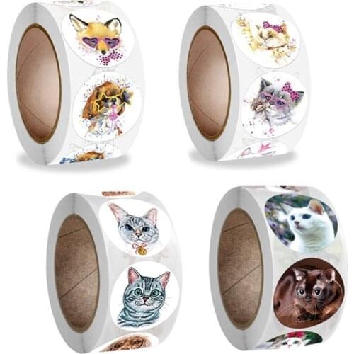 Lovely Cat 100-500pcs Stickers Sealing Labels Reward Sticker for School Teacher Cute Animals Kids Stationery Sticker Gift Decor