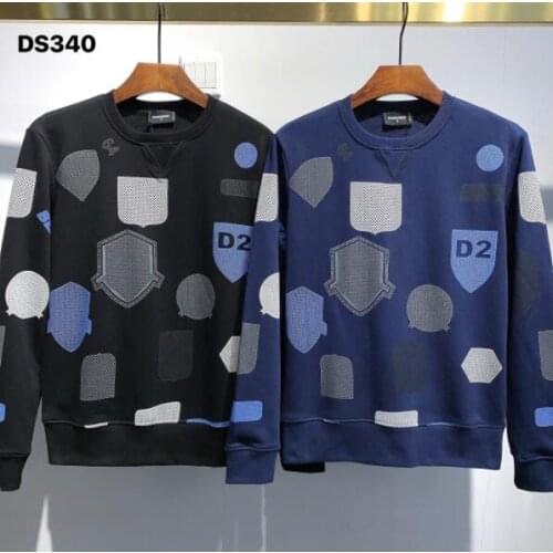 New Dsquared2 Mens Hip-Hop Long-Sleeved Cotton High-Quality Mens Round Neck Printing Letter Long-Sleeved T-Shirt DS340