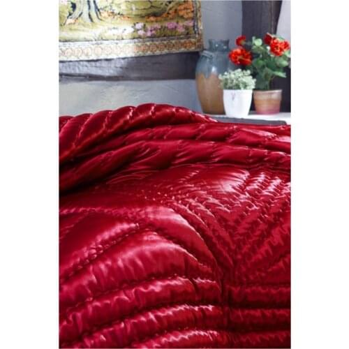Authentic Cotton Satin Handmade Double Quilt Sirm Red