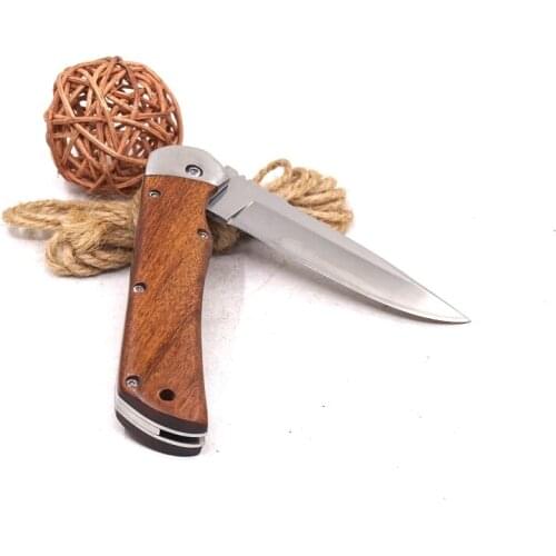 Camping Hunting Knife Folding Pocket Tactical Survival Knife Wooden Handle Combat Outdoor Knives EDC Multi Tools Multitool
