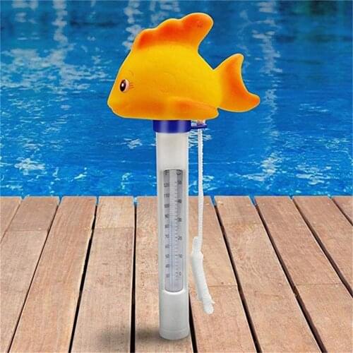 Practical Durable Cute Baby Cartoon Goldfish Water Floating Thermometer Outdoor Temperature Meter With String For Swimming Pool