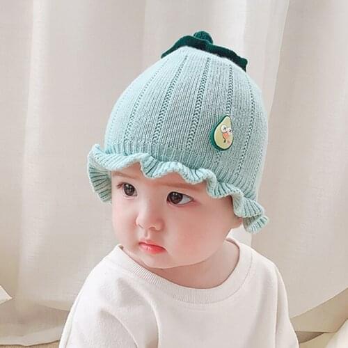 0-12M Baby Girls Boys Hats and Caps Beanies Autumn Winter Warm Toddler Kids Hats Cute Pumpkin Ruffled Woolen Crochet Knit Cap