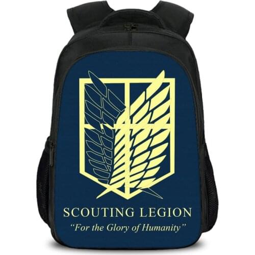 15.7 inch Attack on Titan Scouting Legion Boy Girls School Bag Book Bag Backpack Children Students Mochila Back to School Gift