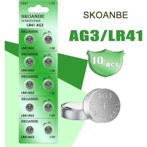 SKOANBE 10PCS LR41 392 384 192 AG3 SR41 1.5V Button Coin Cell Battery Watch Battery+tool