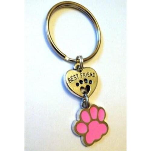 Mix Enamel Dog Paw Prints Best Friend Hear Key Chain Vintage Silver Charm Keychain For Keys Car DIY Bag Key Ring Handbag Jewelry