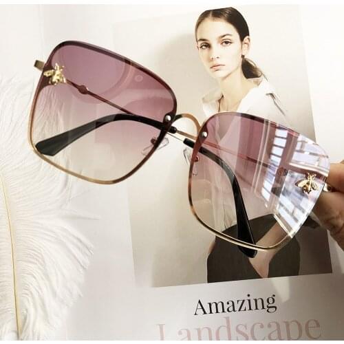 Bee square retro sunglasses female star net red sunglasses male fashion brand personality casual glasses sunglasses women