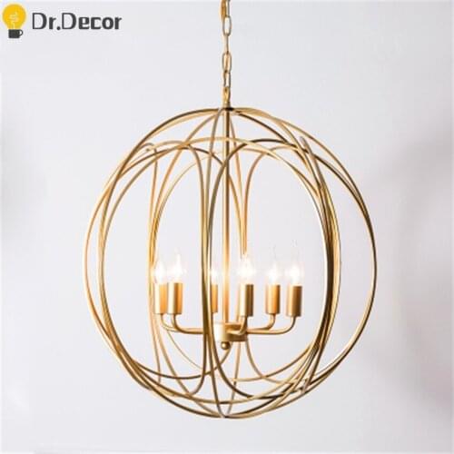 Modern Gold Round LED Pendant Lights Candlestick Retro Bedroom Living Room Pendant Lamp Luxury Home Decor Kitchen Hanging Lamps