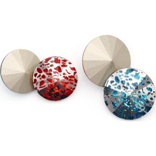 Silver Patinae Rivoli Round Crystal K9 Glass Rhinestones Pointback stones for Diy Craft Christmas Clothing Garment Decoration