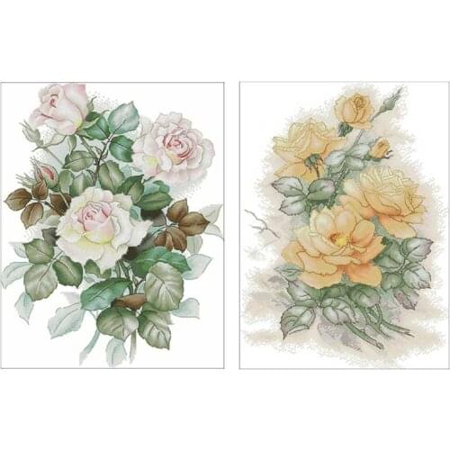 Light rose patterns counted 11CT 14CT 18CT Cross Stitch Set DIY Cross-stitch Kits Embroidery Needlework Home Decor