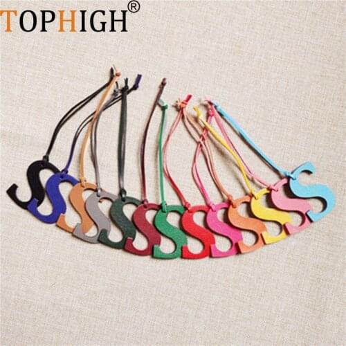TOPHIGH Original Luxury Custom Name Genuine Leather Capital English Letter S Keychain Backpack Pendant Ladies Women Bag Charm