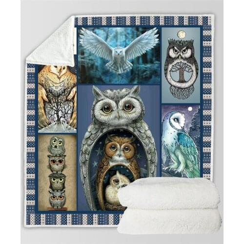 Owl hand-drawn owl 3D Quilt Blanket For Kids Adults Bedding Throw Soft Warm Thin Office Blanket With Cotton Quilt style-3