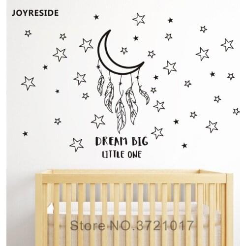 JOYRESIDE Dream Big Little One Night Sleep Wall Decal Vinyl Sticker Stars Decor Good Night Sticker Nursery For Kids Room YMX15