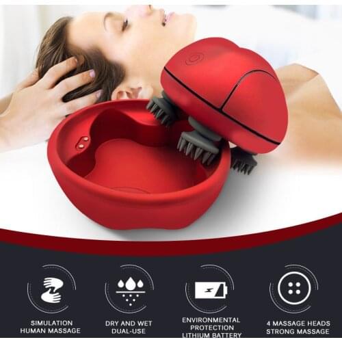 Waterproof Electric Head Four Claws Silicone Massager Tools Home Device Vibrating Head Care Scalp Massager for Hair Growth