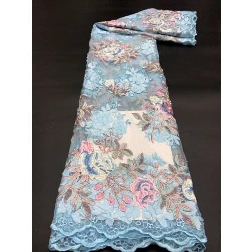 High quality french SYJ-4188814 lace african tulle fabric nigerian embroidery with 5 yard